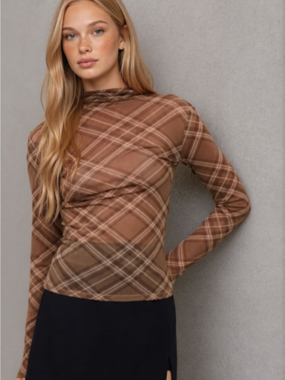 🆕🤍PLAID SHEER LONG SLEEVE
